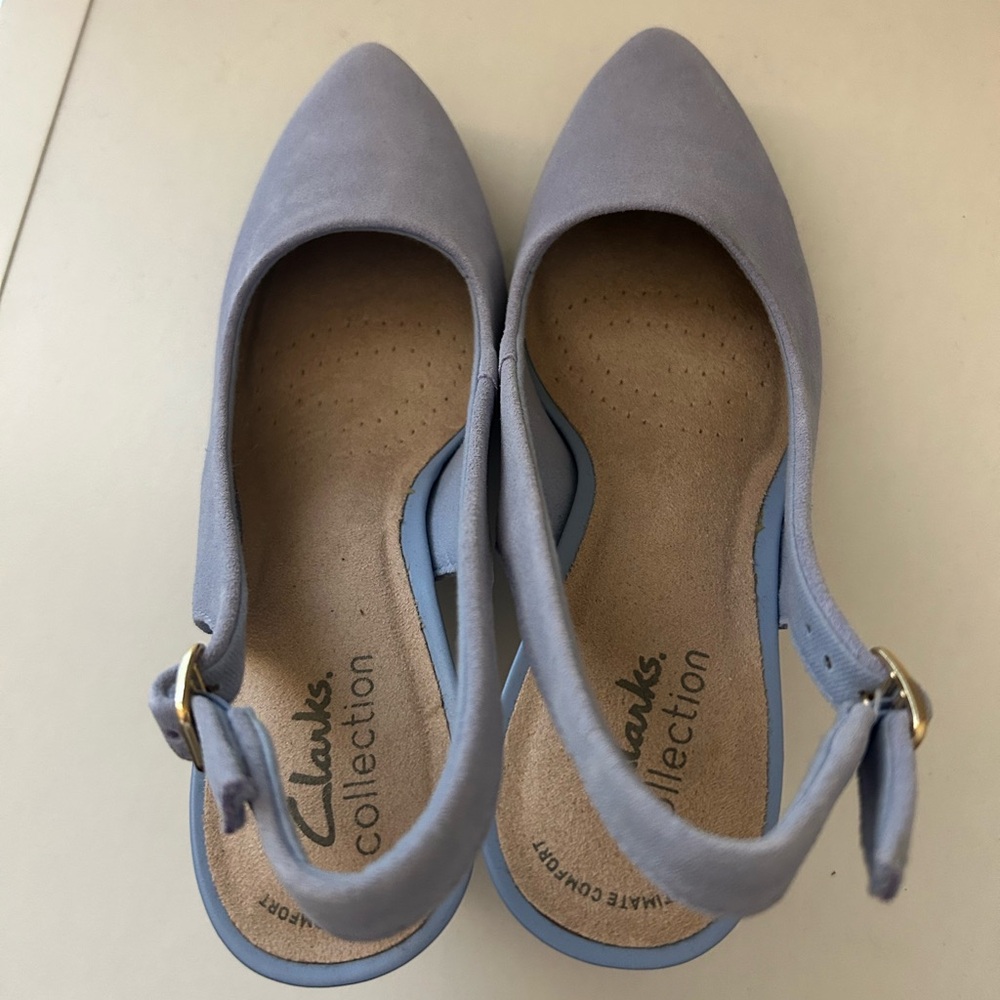 Clarks Women's Powder Blue Slingback Heels - Picture 4 of 6